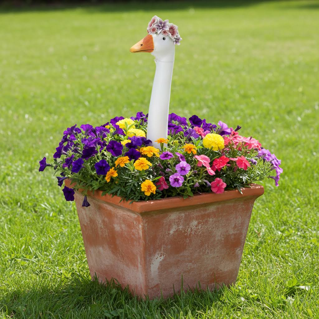 Blomsterhoved gås-sød og dekorativ detalje til have og krukker