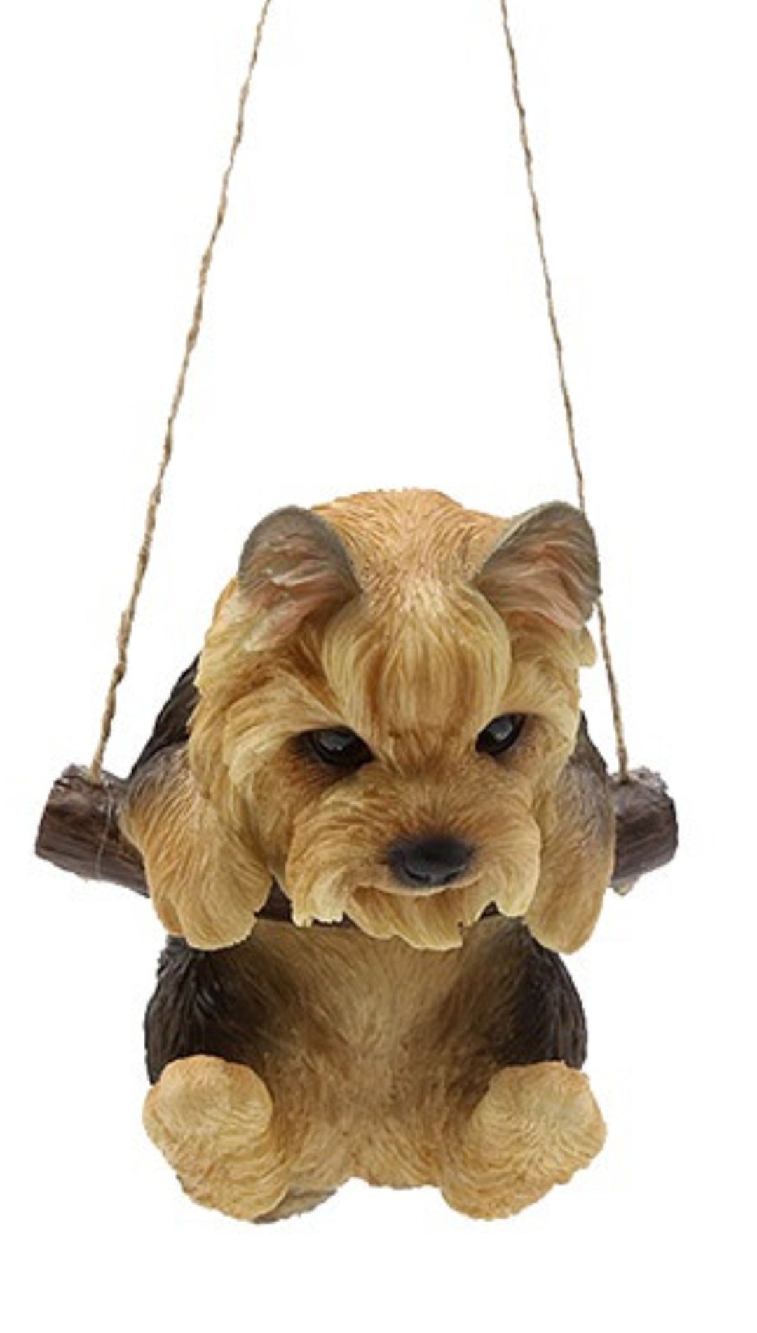 Yorkshire Terrier Hvalp Hængende 12cm | Yorkie Havedekoration Vejrbestandig Udendørs