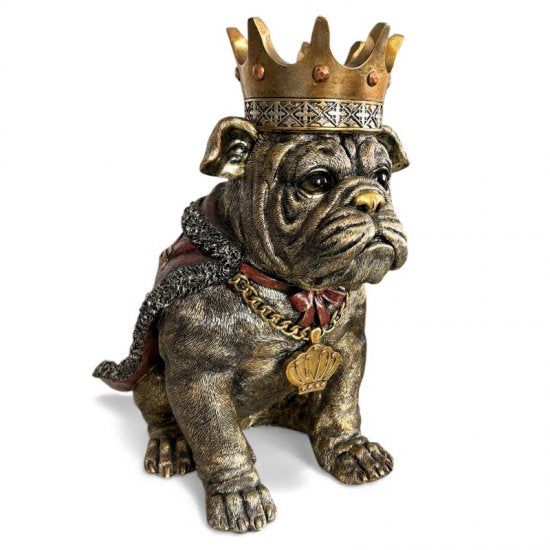 Hund med guldkroon – dekorativ figur i kunstharpiks